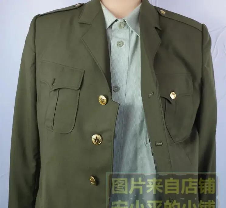 Jaren '80 Chinese Uniform Officier Pak Lente Groen Vintage Heren