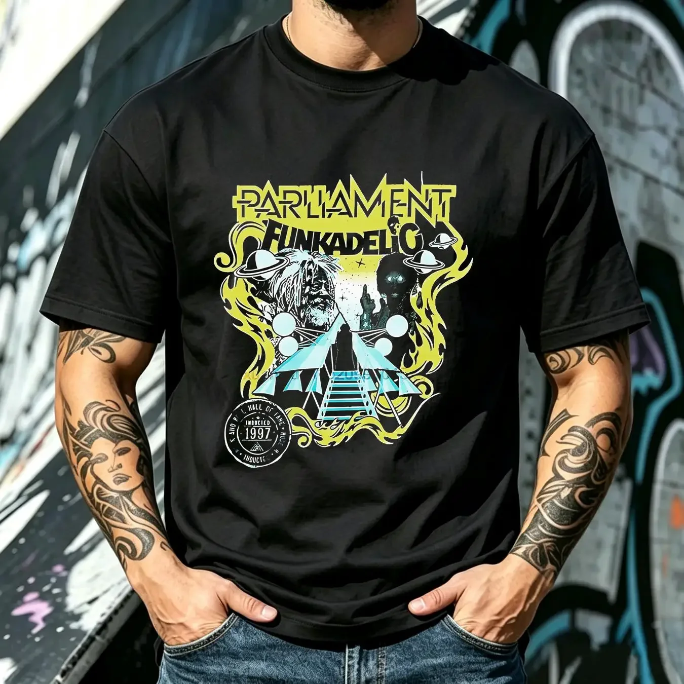 washed T Shirt Classic Funkadelic Parliament George Clinton Bootsy Collins Maggot Brain vintage Washed Unisex Breathable