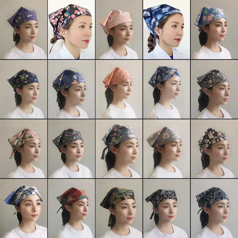 ウェイターの仕事スカーフ三角スカーフ日本ケータリング制服シンプルなプリントシェフダストキャップウェイター三角帽子調節可能