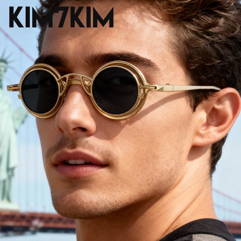 

Steampunk Round Clip On Removable Sunglasses Men 2025 Luxury Brand 2 In 1 Pure Metal Frame Punk Sunglass For Male Vintage Shades