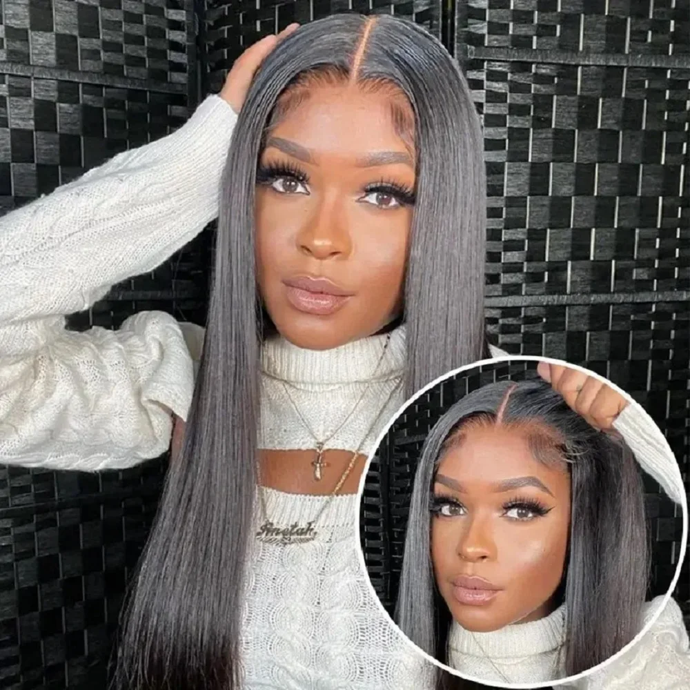 

200 Density Straight Lace Front Wig Natural Colored Human Hair Wigs For Women 7x6 HD Full Lace Closure Wigs 44 46 Inch Remy Hair