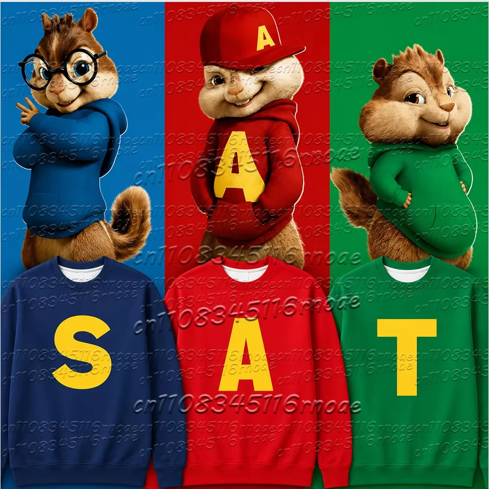 Alvin und die Chipmunks 2026 Mode Unisex Freizeit-Sportbekleidung Herren-Hoodie Alvin Chipmunk Halloween-Kostüm Kinder-Pullover – Detail 4