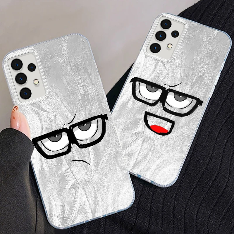 Eyes Man Humor For Samsung A73 A72 A71 A55 A54 A53 A52 A51 A35 A34 A32 A13 A12 A05 A04 5G Feather Yarn TPU Phone Case