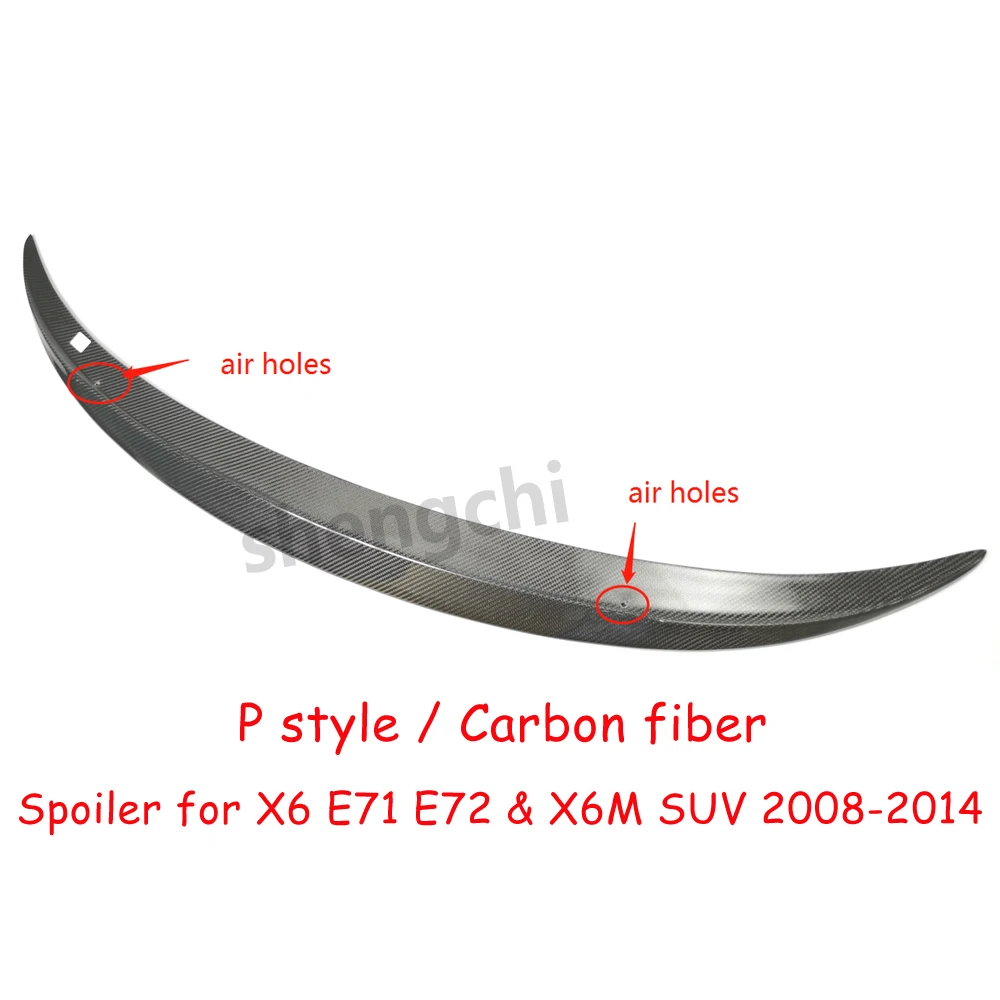 X6 Series E71 E72 P Style Real Carbon Fiber Spoiler for BMW X6 E71 E72  xDrive50i xDrive35i Rear Trunk Spoiler 2008-2014