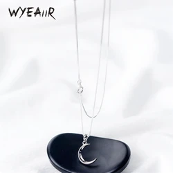 WYEAIIR 925 Sterling Silver Mini Moon Lovely INS Fresh Student Gift Fine Jewelry Luxury Female Necklace
