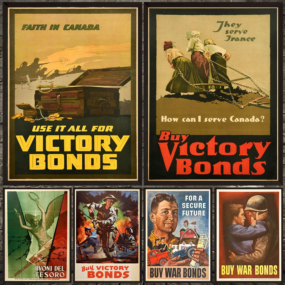 

Antique War Bonds Poster And Print,War Savings Certificates Vintage Wall Art,Victory War Bonds Canvas Painting Home Decor