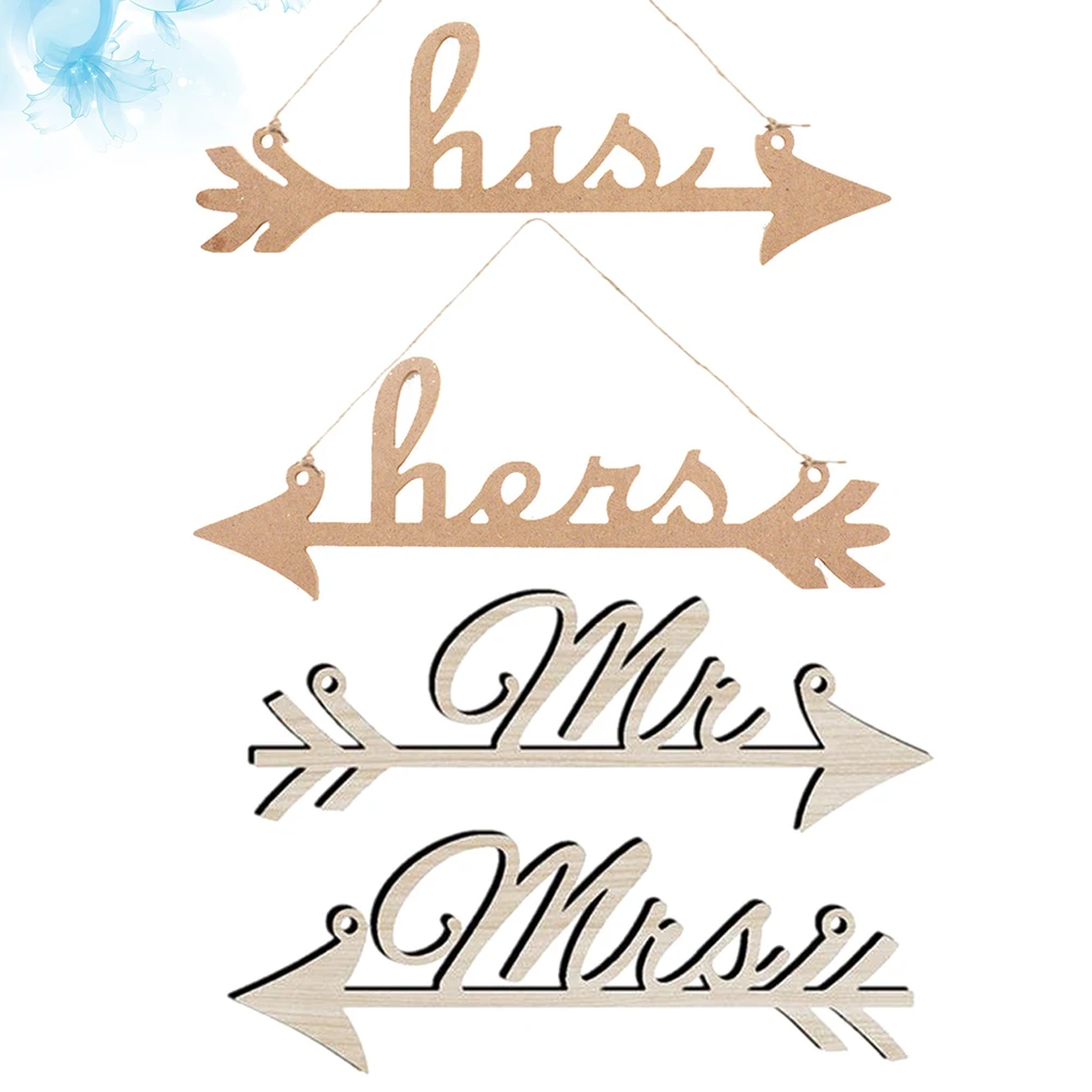 

4 Pcs Alphabet Wedding Ornaments Road Wooden Arrow Wall Decors Decorations
