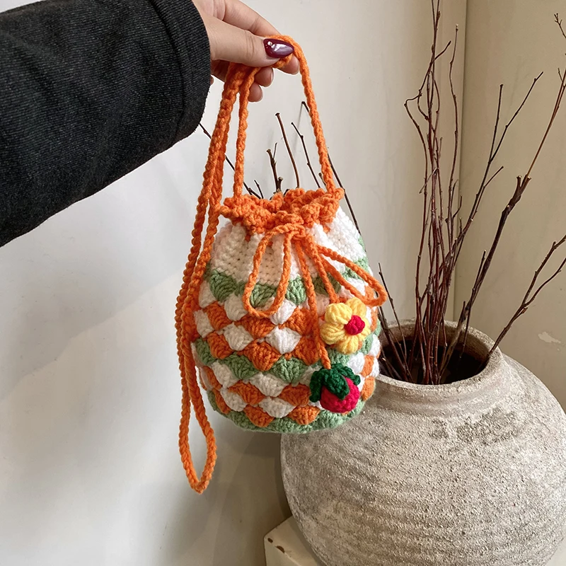 Torby crossbody z patchworku z włóczek, świąteczne, urocze, modne, uniwersalne torebki damskie z designerskim akcentem dla dzieci, nowość 2025