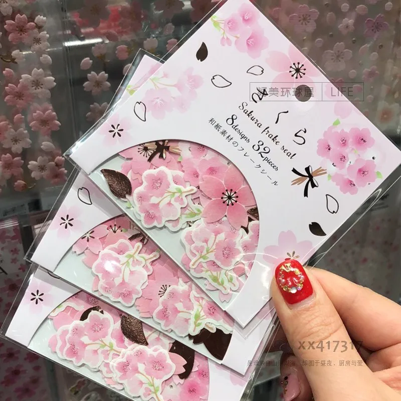 32 pcs /Bag Japanese Style Cherry Blossom Sakura Decoration Stickers