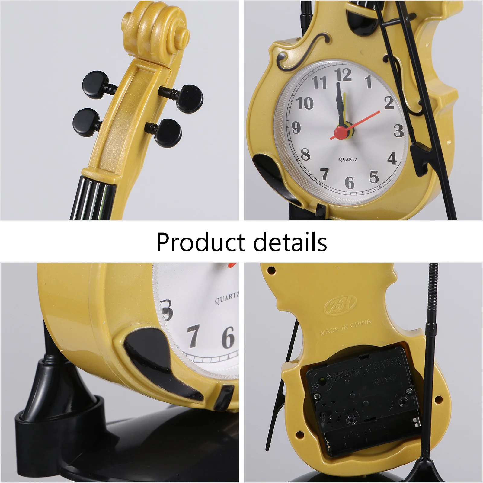 

Violin Shape Alarm Plastic Electronic Clock For Bedroom Decorative Bedside Desktop Clock Home Use Random Color Compact Small