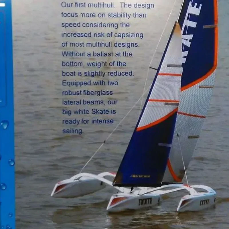 RC Trimaran żeglarski Model elektryczny pilot żeglarski SKATE1000 Model kadłub z włókna szklanego jacht zabawkowy prezent wyścigi zestaw żeglarski