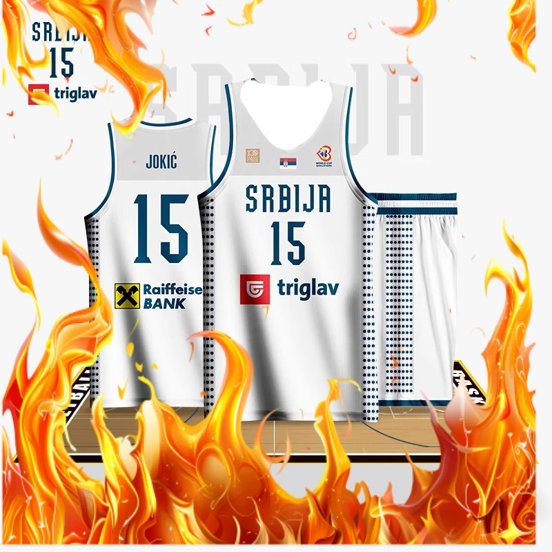 Camiseta de baloncesto Jokic Serbian World, nombre y número del jugador personalizables, conjunto de chaleco y pantalones cortos de tela transpirable de secado rápido