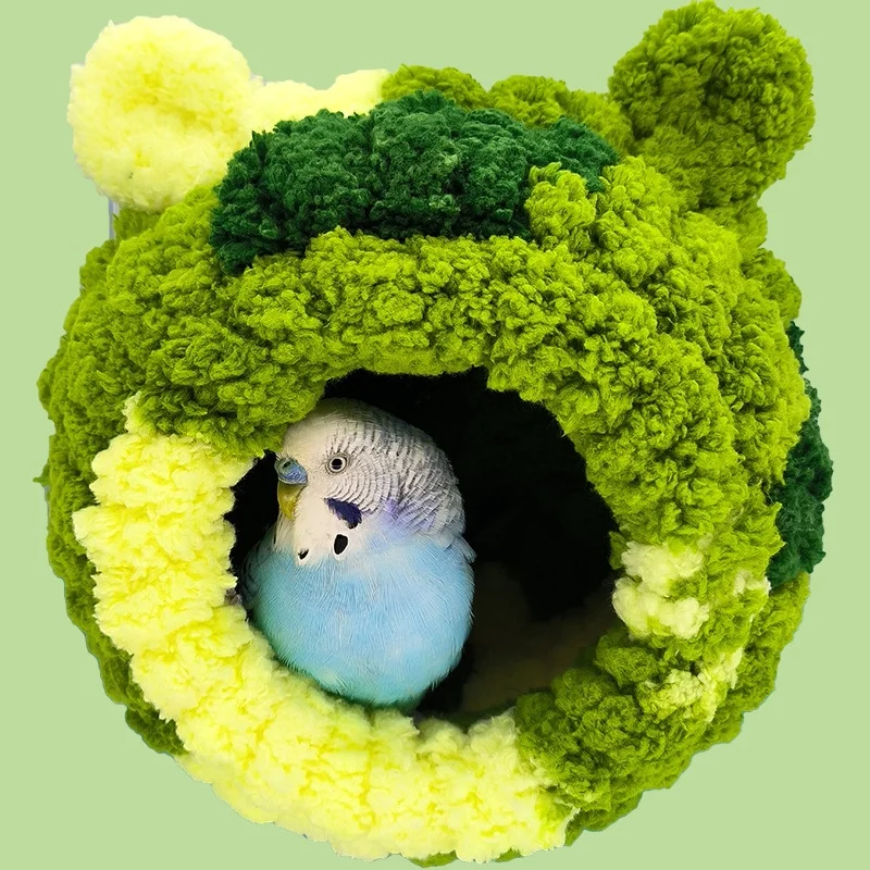 Warm Bird Nest Winter House Hanging Hammock Cage Accessories Plush Hideaway for Parrot Hummingbird Decoration Bird Cages