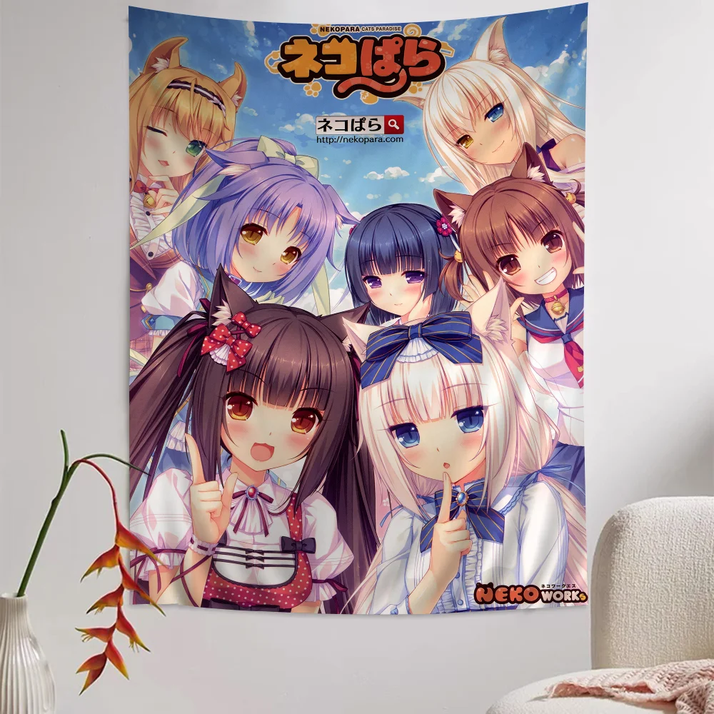 Anime Nekopara Cartoon Tapestry Art Science Fiction Room Home Decor Wall Hanging Home Decor