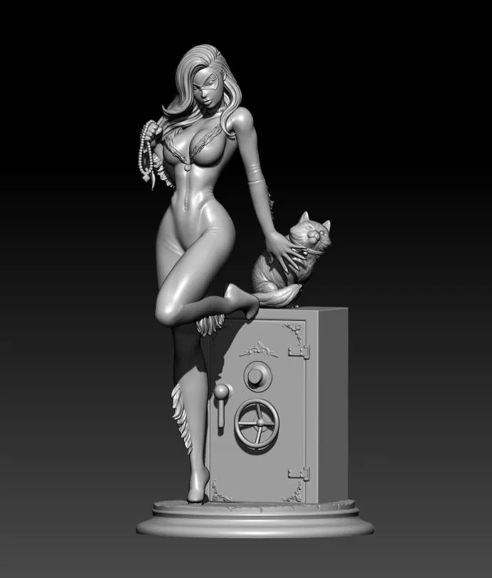 

1/35 52mm 1/24 75mm 1/18 100mm Resin Model Girl and Cat Figure Sculpture Unpainted No Color RW-899