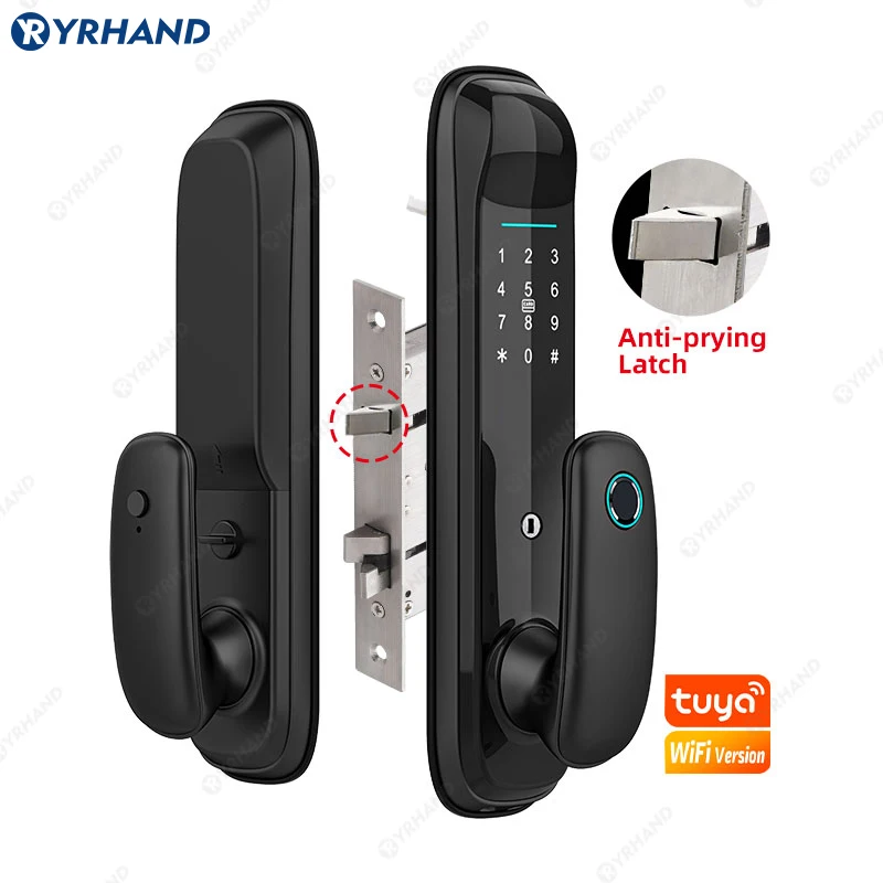 YRHAND Tuya kunci elektronik Digital Wifi, kunci pintu pintar sidik jari, kunci Digital biometrik rumah pintar