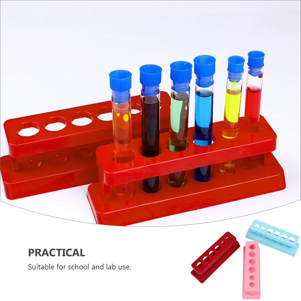 

6 Pcs Plastic Rack Reusable Washable 6 Test ganizer Holes Laboratory ganizer Teaching Tube Rack Aids Tube Shelf