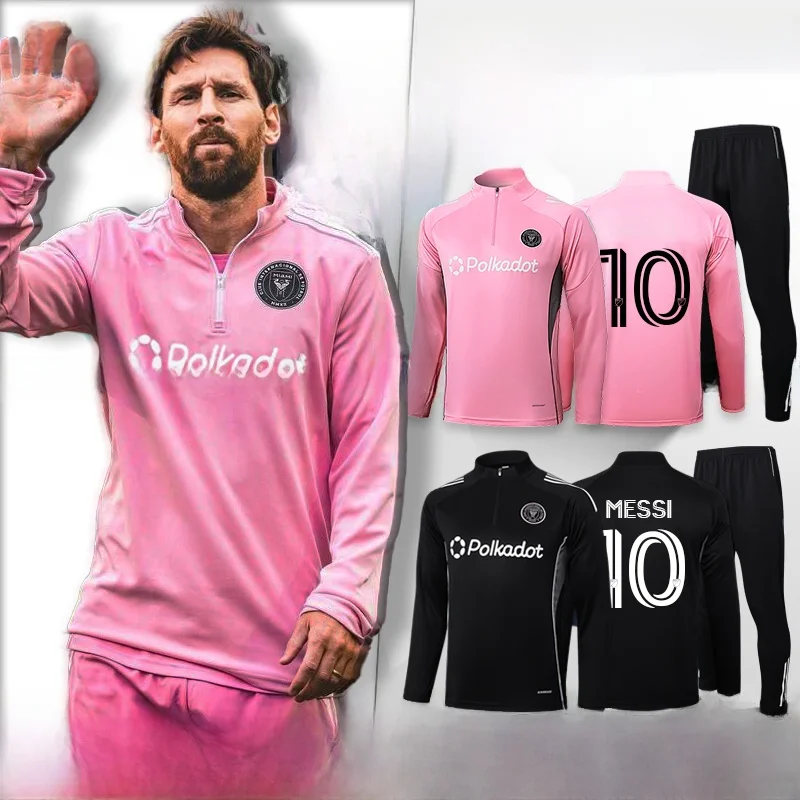 طقم تدريب كرة القدم بأكمام طويلة لموسم الخريف والشتاء في ميامي، زي رياضي للرجال والأطفال، زي كرة قدم للكبار والأطفال برقم ميس... #3