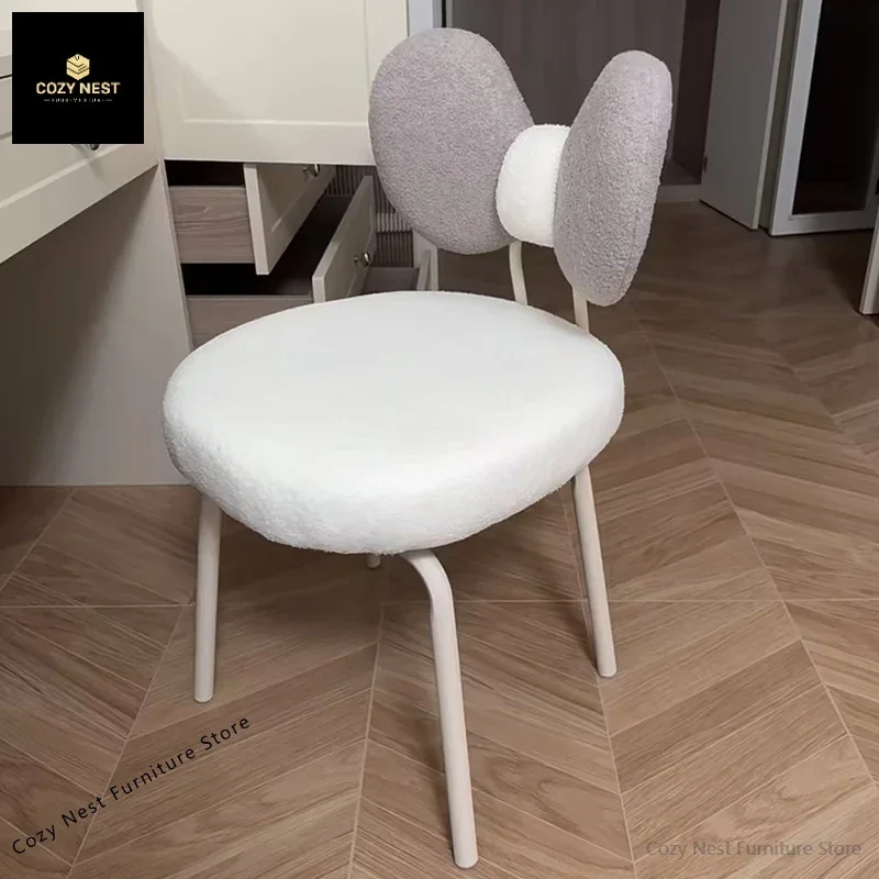 

Internet celebrity makeup chair 2024 new dressing stool light luxury premium bow chair bedroom girls desk back chair