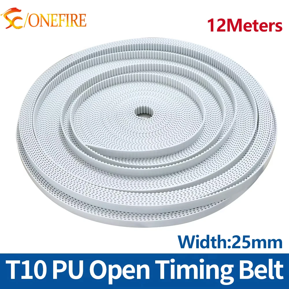

12Meters Trapezoid PU T10 Open synchronous belt T10-25 Width 25mm Polyurethane with steel core open Timing Belt
