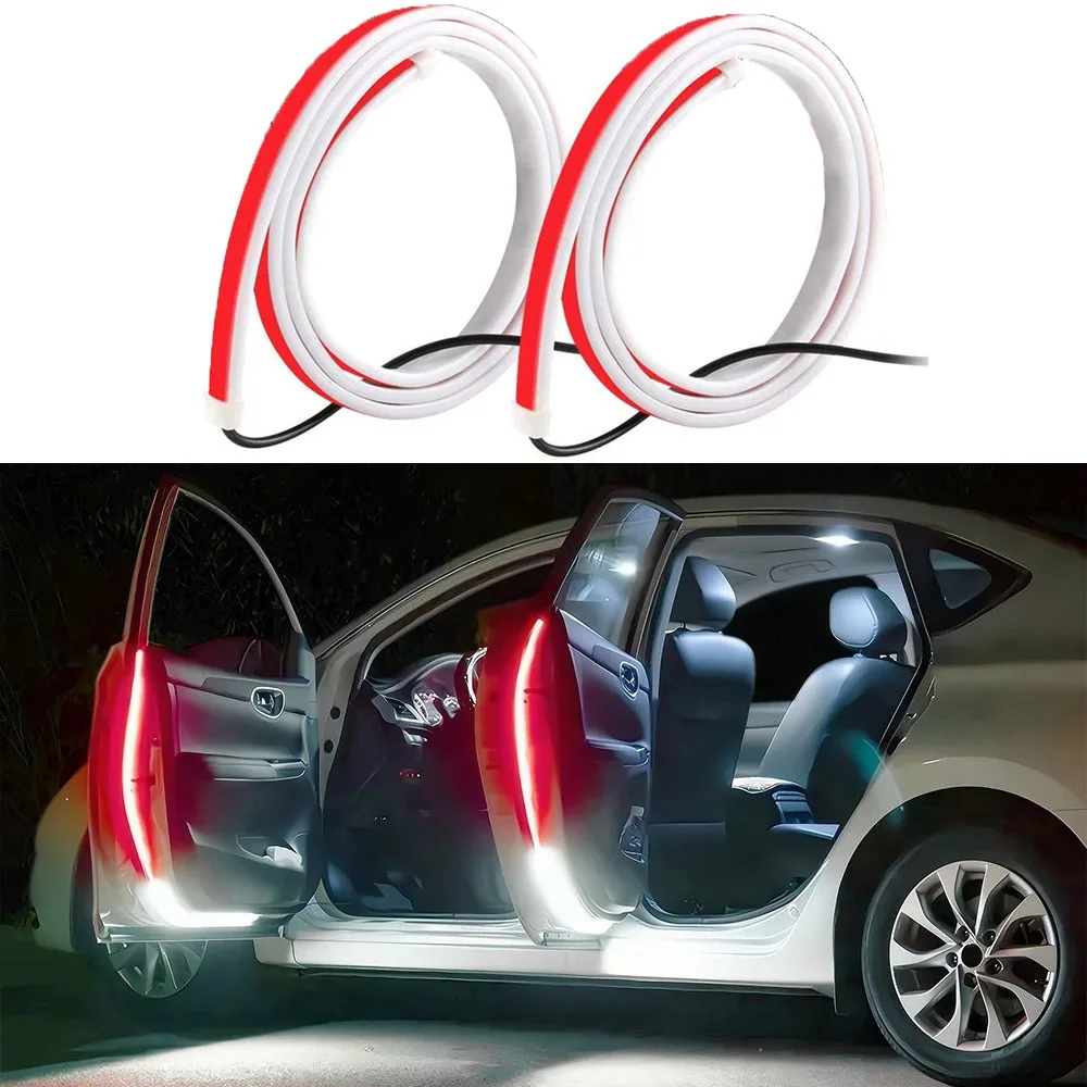 

1.2M LED Car Door warning light bar Anti-collision Red Flash strip Welcome Lamp Scan Strobe Lamp White Led Daytime Running Light