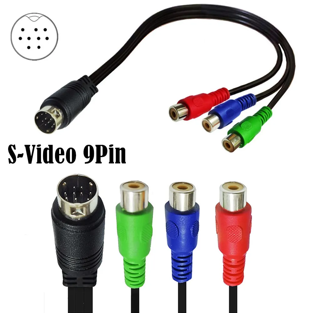 Kabel AV MMI 9-pinowy S-VIDEO na 3 Adapter HDTV RCA RGB TV dla przewód adaptera TV 0.3m 1FT