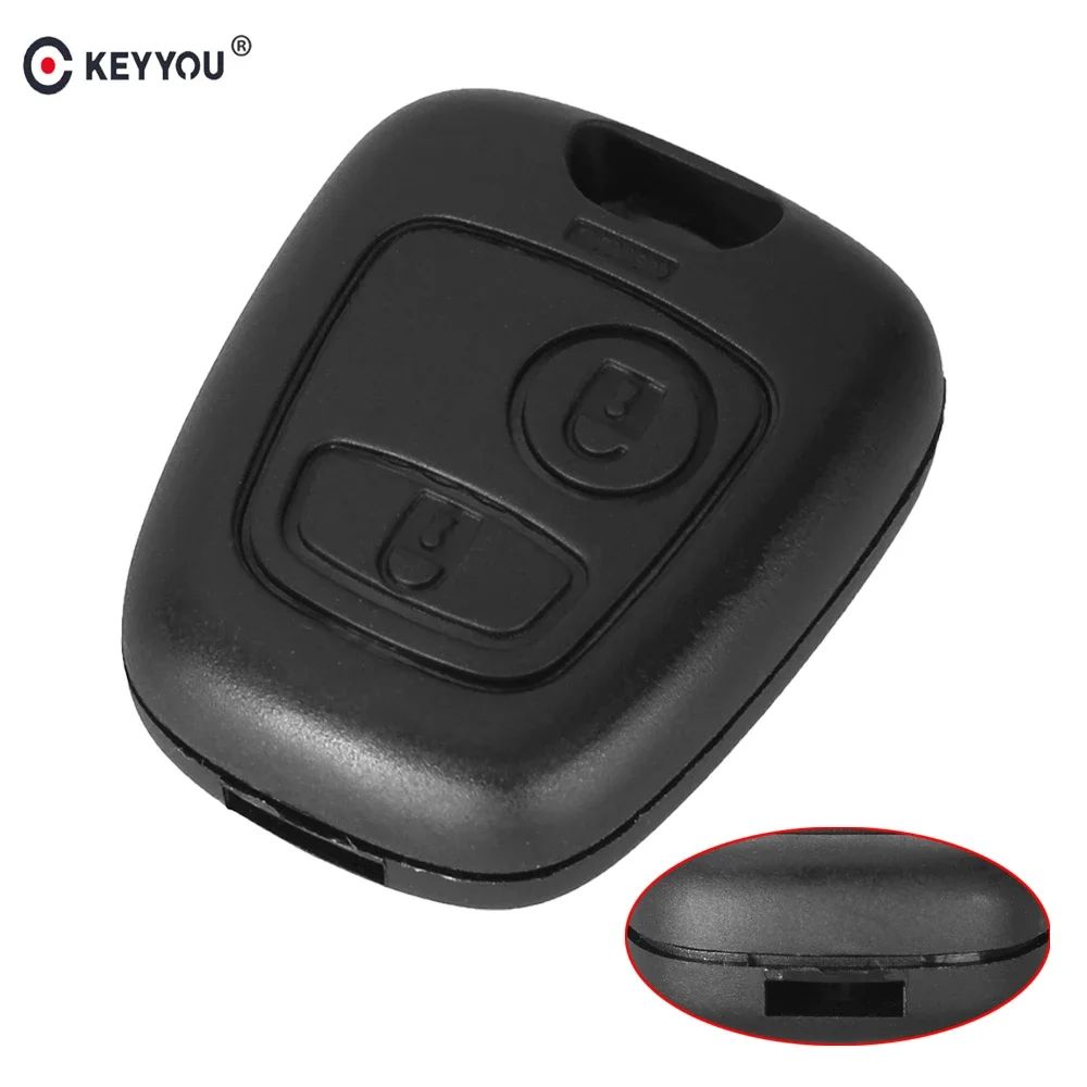 KEYYOU New Remote Car Key Case Shell Entry Fob 2 Buttons For Peugeot 206