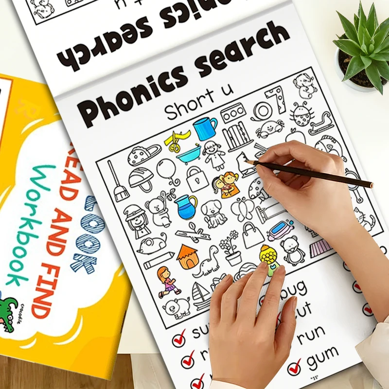 A Coloring Book Where You Have to Find Items Based on English Words, a Children's Hide-And-Seek Coloring Book, Improves Concentration, a Picture Book for Kindergarten and Preschool Education, Enhances Brain Abilities, a Tabletop Game.