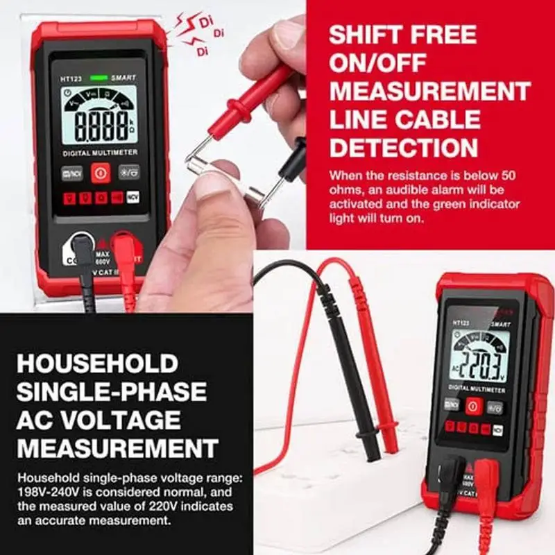 TM-510 Smart Digital Multimeter AC/DC Voltage Resistance Continuity Measurement Tester NCV Multimeter with Backlight