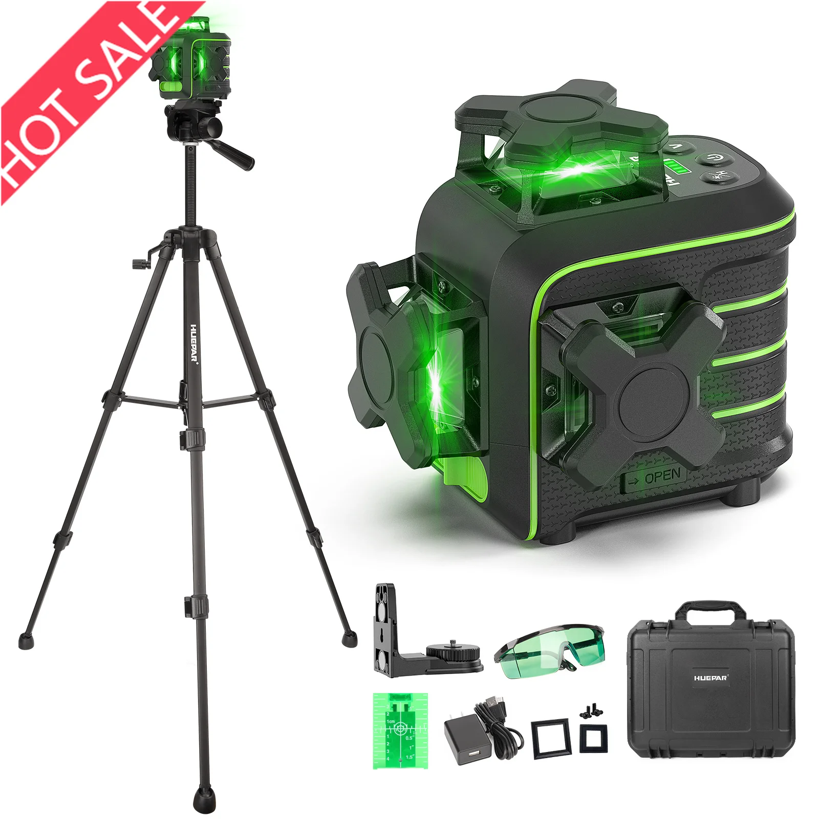 Laser Level, 3D 12 Lines 360° Professional Grade, Pendulum Self-leveling,1.5m Drop Resistant Full Rubber Protection With Tripod