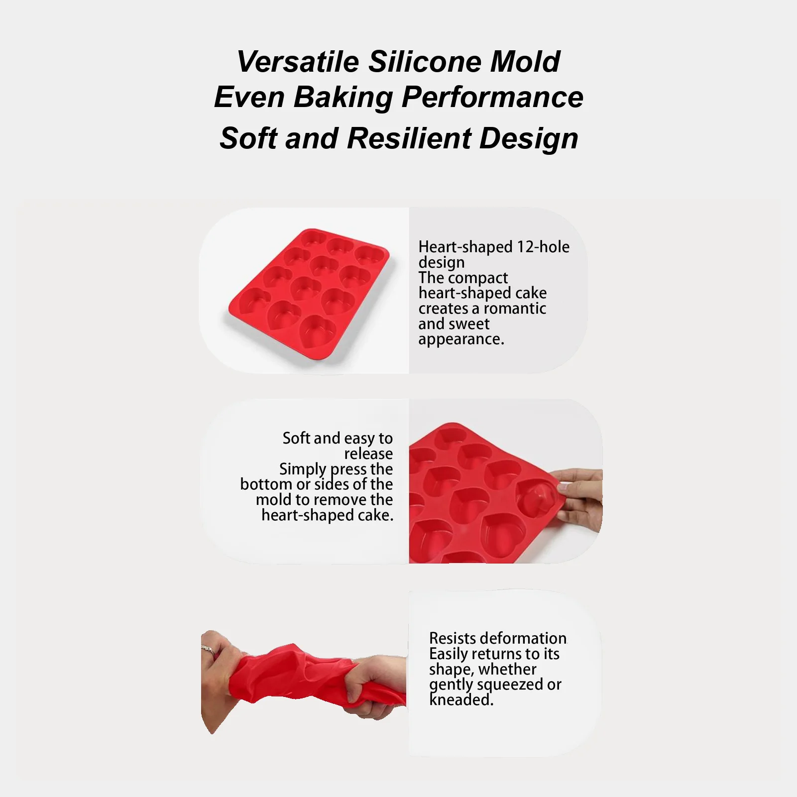 

Silicone Molds For Baking Non-stick 12 Cavity Mould Heart Shape Silicone Fondant Mold For Cake Candy Fondant Gummy Soap Candle