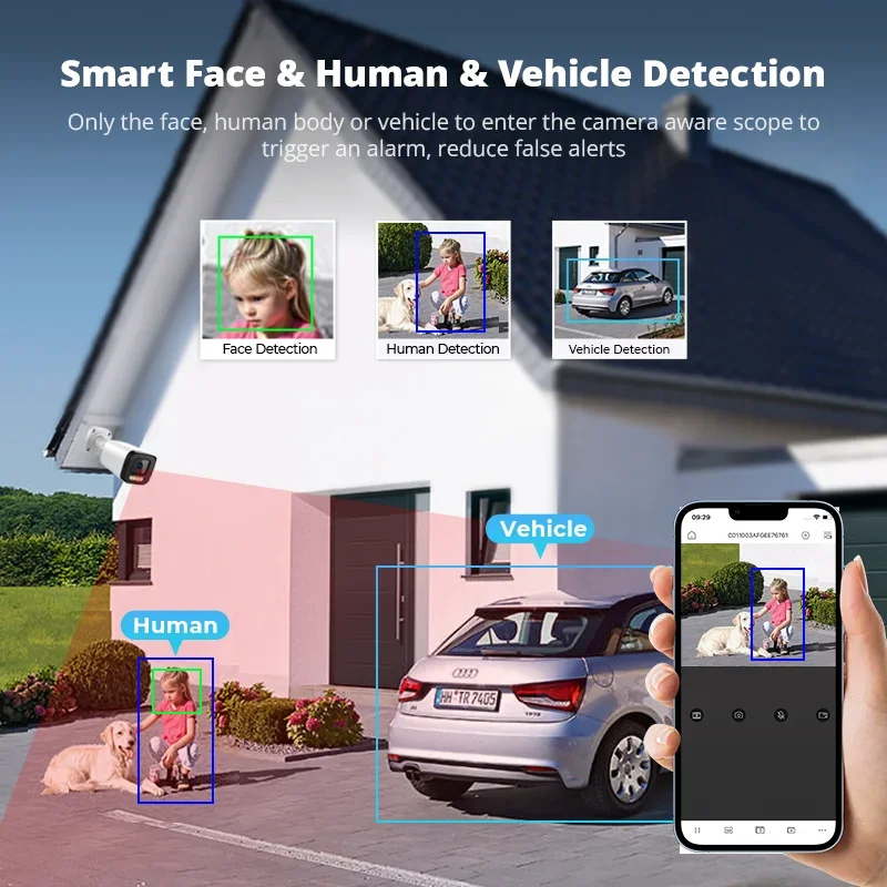 2026 Veezoom 5MP IP PoE Waterproof Bullet Security CCTV Camera Two-Way Audio Network Built-in Mic CMOS Sensor Night Vision-SD Ca