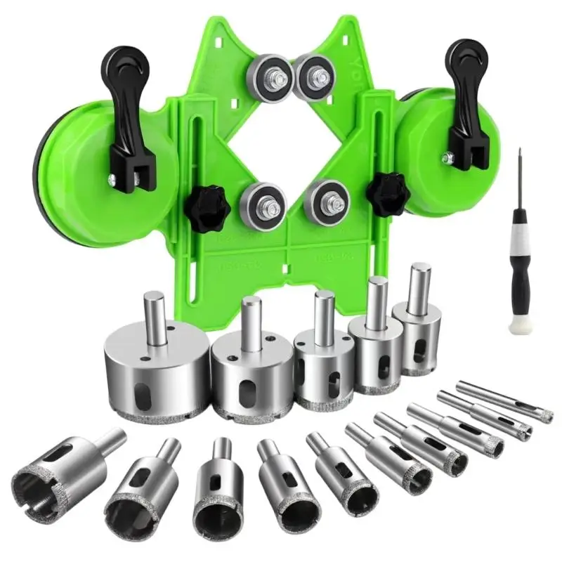 Strong Hole Maker With 15 picks From 6mm To 50mm Two Adhesive Cup Support For Stable Work D2RD