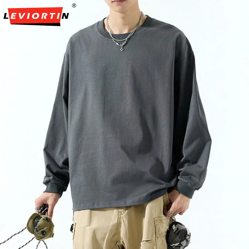 

Spring and autumn Fashion Unisex Basic Crew Neck Long Sleeve Top Casual Versatile Trendy Shirt for Men Women Daily Outfits