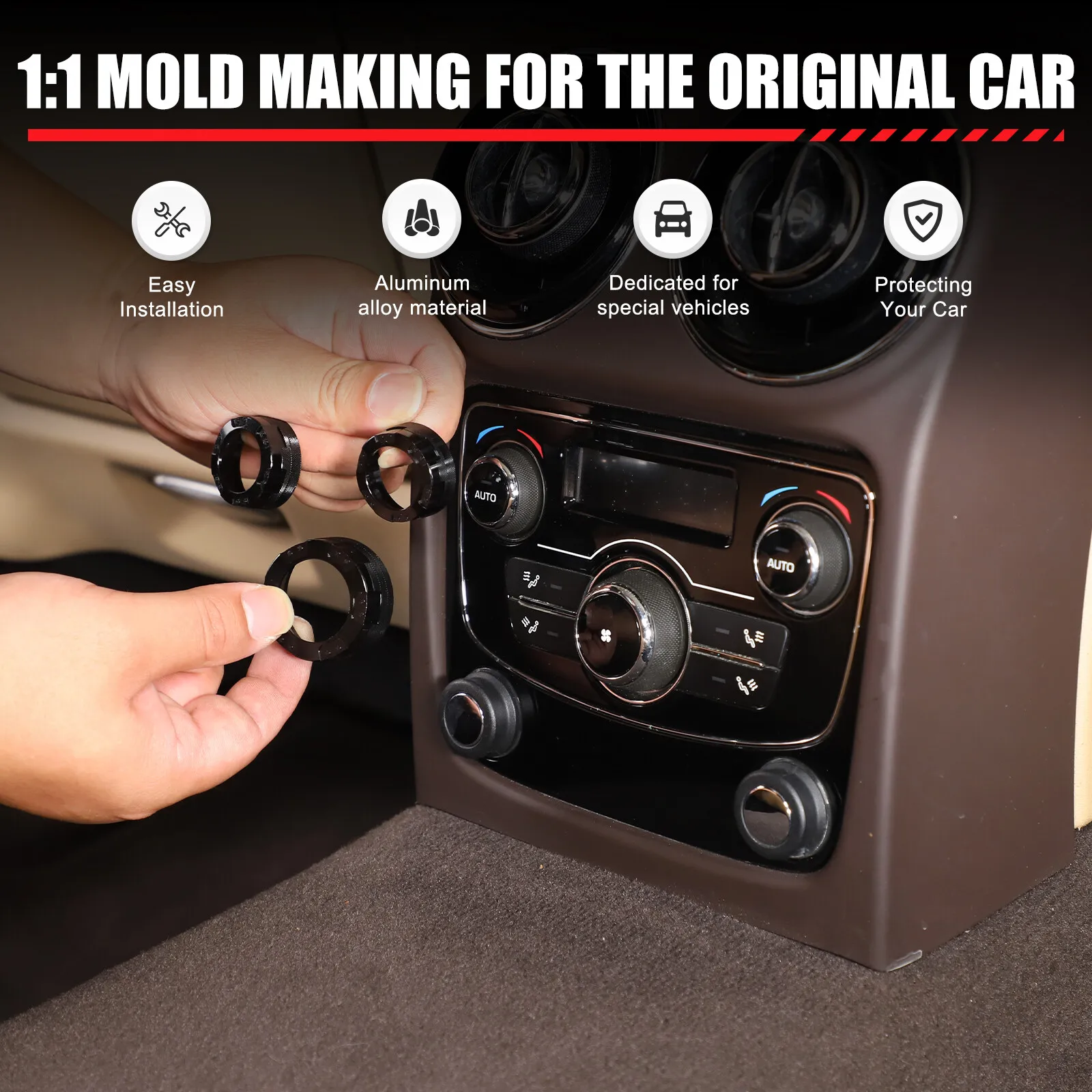 Aluminum Alloy Car Air Conditioner Switch Knob Volume Button Cover For Jaguar XJ 2010-2019 Air-Cond Knob Ring Caps Accessories