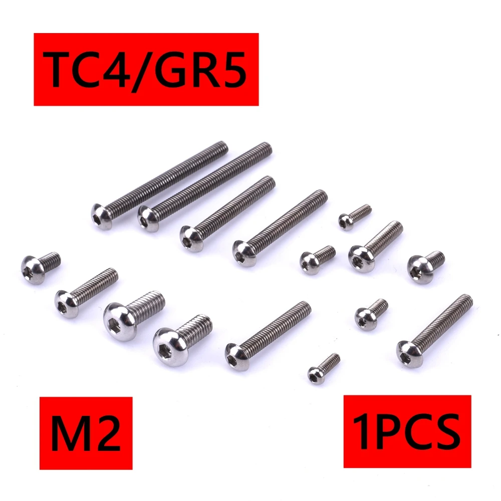 

1pcs Bolts Hexagon Socket Button Head Screws M2 Motorcycle TC4/GR5 High Strength Light Weight Toys Model Bicycle Fasteners