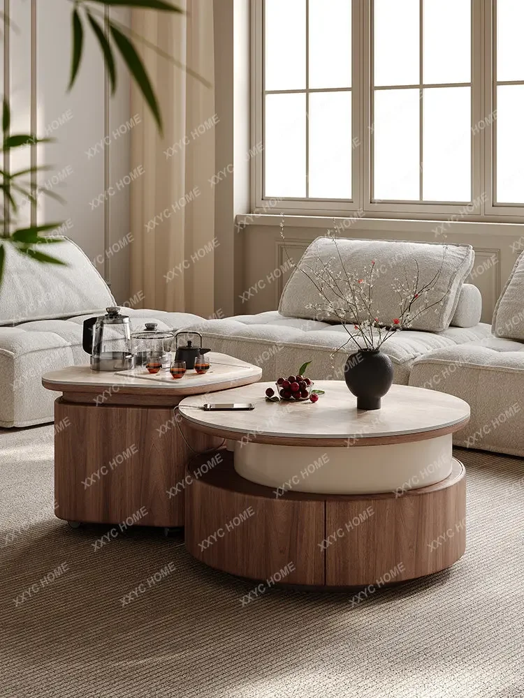 AA Movable tea making integrated living room household small apartment modern simple cave stone coffee table rock slab coffee ta