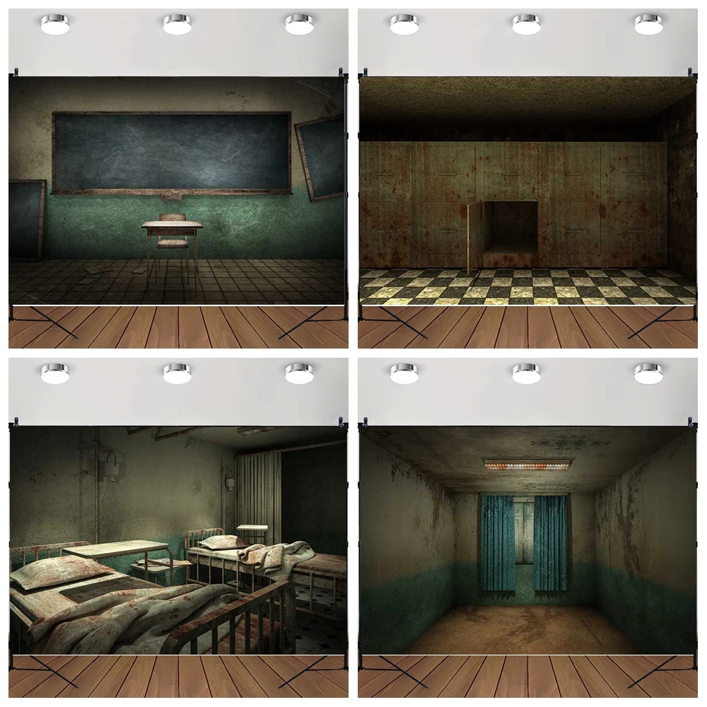 MOON.QG خلفية التصوير الفوتوغرافي للهالوين خزائن صدئة مهجورة مستشفى خلفية ملصق حفلة عيد ميلاد ديكور فوتوزون