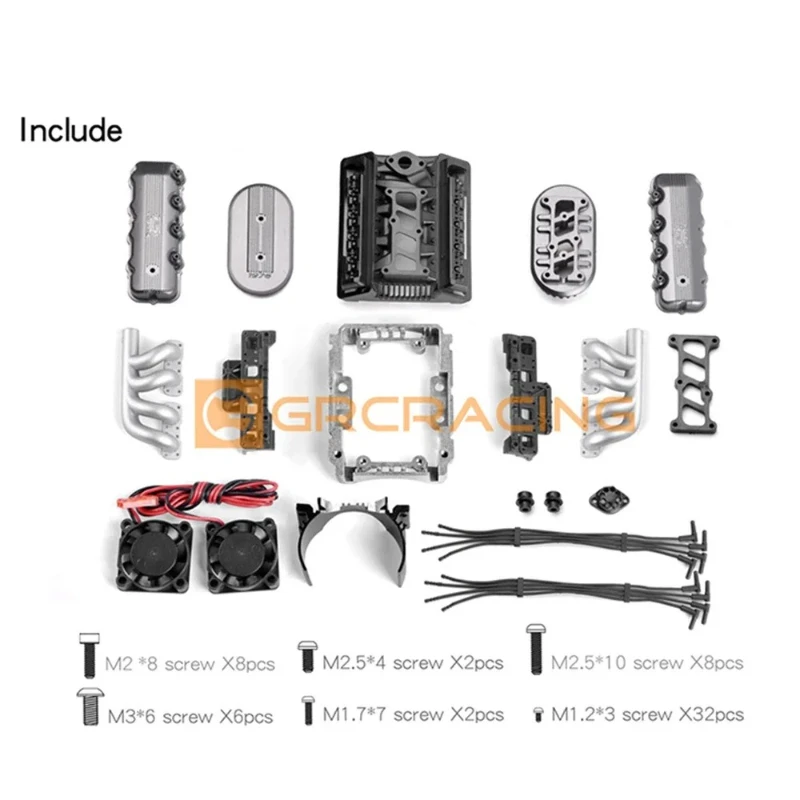 พัดลมหม้อน้ำเครื่องยนต์จำลองคลาสสิก V8 F76 427 SOHC สำหรับรถบังคับวิทยุ 1/10 RC Crawler Car Traxxas TRX4 TRX6 G500 SCX10 D90 VS4 อัพเกรด