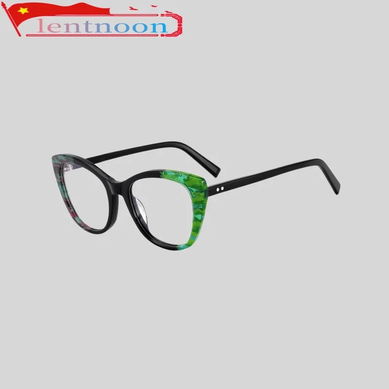 2024 New Fashion Women Glasses Frame Acetate Cat Eyes Personality Color Men Vintage High Quality Available With Prescription