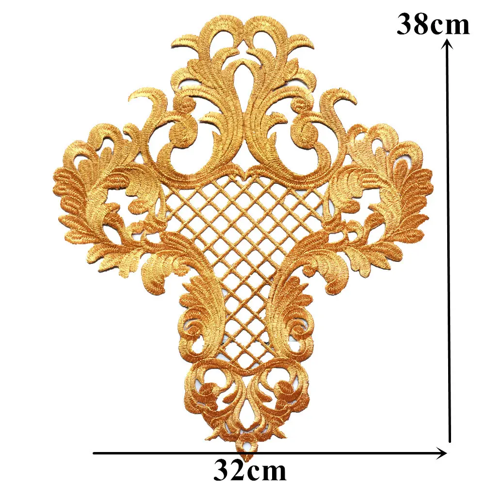 Gold Stickerei Barock Gitter Pailletten Blume Applikation Nähen Eisen Patch Hochzeitskleid Brautkleid Kleidung DIY Handarbeit Patches Handwerk