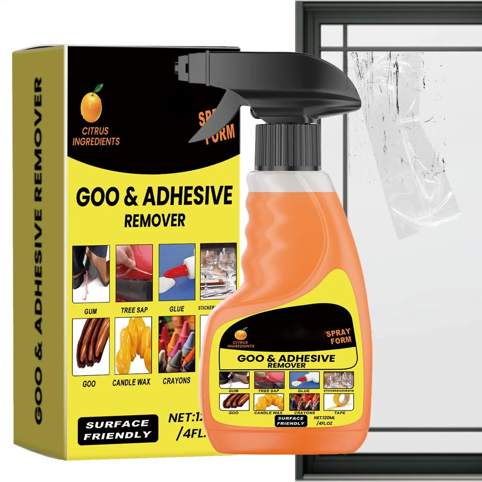 120ml Adhesive Remover Spray Glue Removal Liquid Sticker Lifter for Cars Tape Remover for Glass and Metal Sticky Residue Cleaner