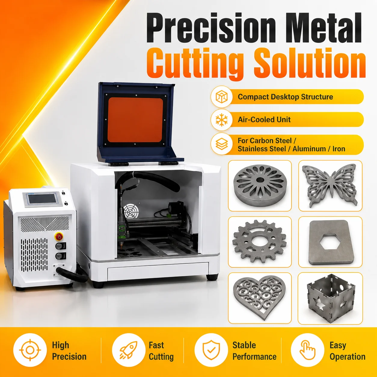 Small Fiber Laser Cutting Machine 800W Air Cooled Desktop Metal Cutter for Stainless Steel Aluminum Carbon Steel