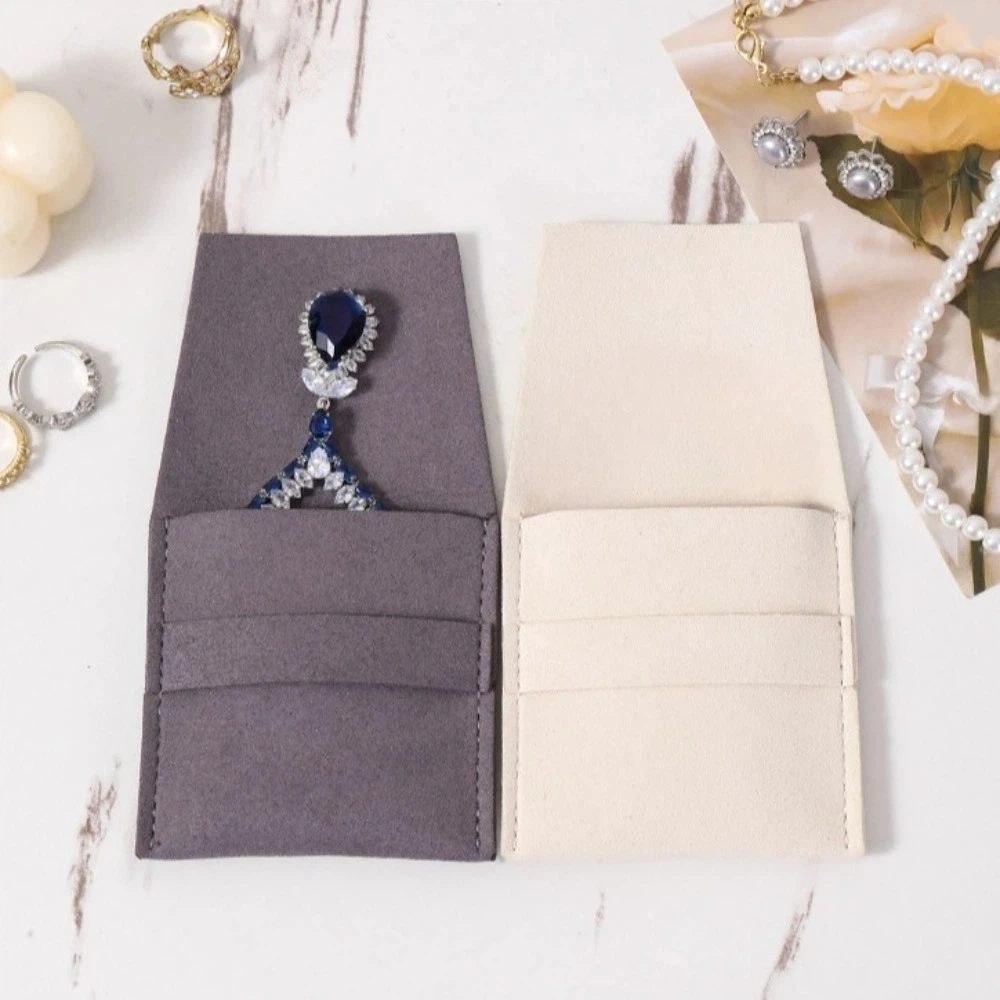 

Microfiber Velvet Mini Jewelry Display Bag Small Foldable Necklace Ring Packing Bag Storage Case Container Earrings Organizer