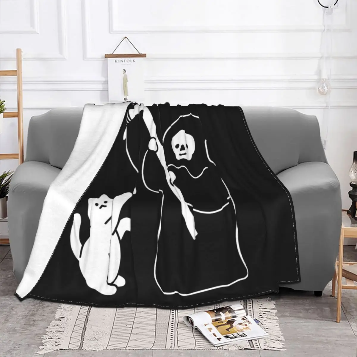 Ghost On A String Cat Toy Blanket Interesting Ghosts Flannel All Season Breathable Thin Throw Blankets For Sofa Plush Thin Quilt