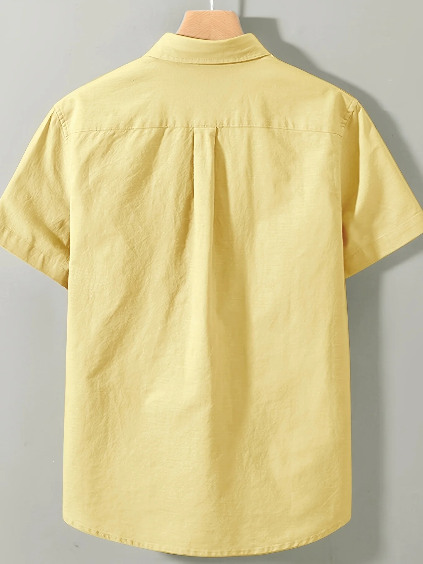 Fashionable High-Quality 100% Pure Cotton Solid Color Simple Men's Short-Sleeve Shirt for Summer, Casual Everyday Wear, Solid Color Business Regular Fit Breathable Soft Shirt