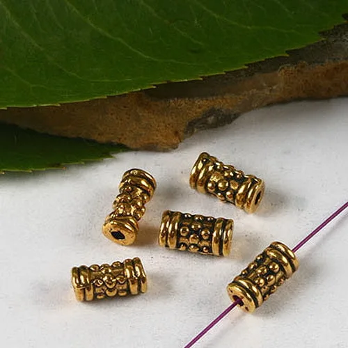 

100pcs 8*4mm Dark Gold Tone Studded Tube Spacer Bead H3022 Beads for Jewelry Making