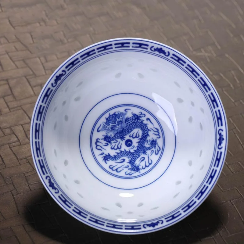 5inch Ceramic Ramen Soup Bowls Jingdezhen Blue and White Porcelain Rice Bowl Art Small Bowls Chinese Dragon Dinnerware Container