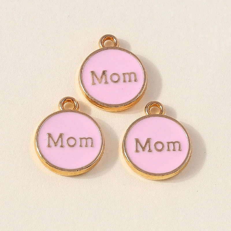 Leslie 10pcs Enamel Mom Pendant Mama Charms For Mother's Day Jewelry Diy Earrings Bracelet Necklace Handmade Accessories