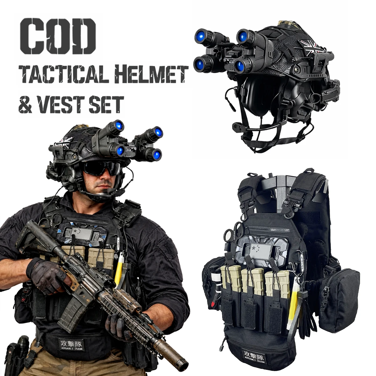 

COD Tactical Helmet Set with Full Vest Cosplay Airsoft Shooting Equipment